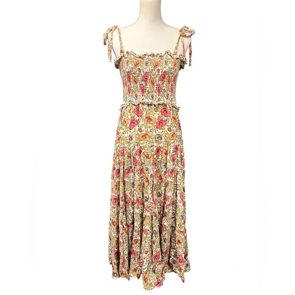 Anthropologie Abel The Label Floral Smocked Maxi Dress - Tie Straps - Medium - Picture 1 of 6